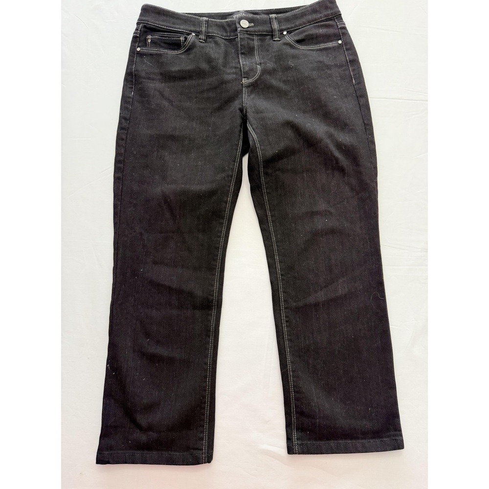 White House Black Market Blanc Crop Jeans Womens 6 Black Dark Wash Denim